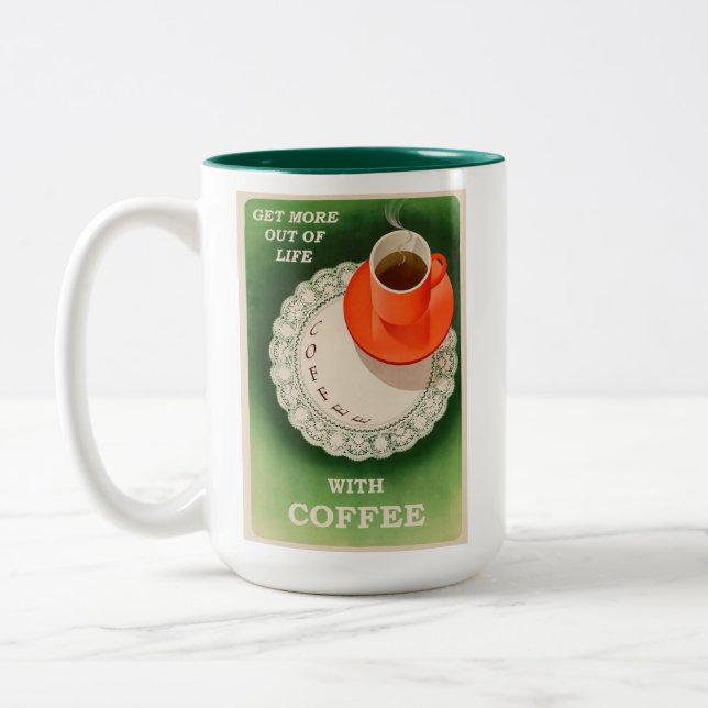Vintages Kaffeepistro Retro Zweifarbige Tasse (Links)