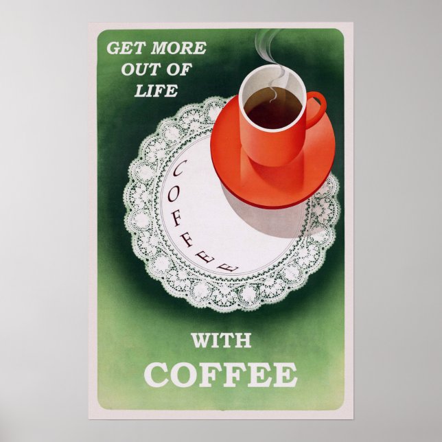 Vintages Kaffeepopster Retro-Werbung Poster (Vorne)