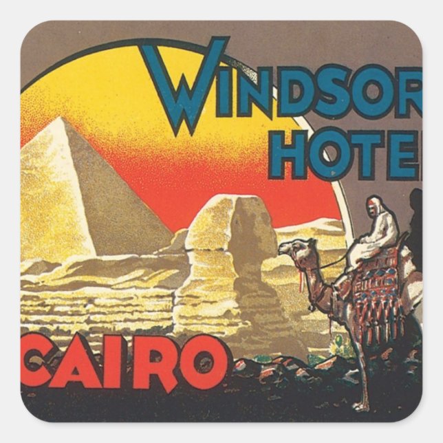 Vintages Kairo Ägypten Quadratischer Aufkleber (Vorderseite)