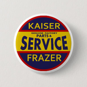 Vintages Kaiser-Frazer-Dienstzeichen rot/blau Button