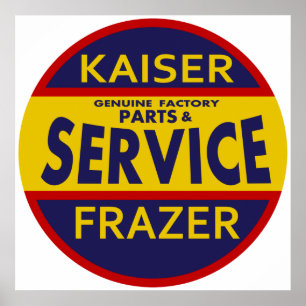 Vintages Kaiser-Frazer-Dienstzeichen rot/blau Poster