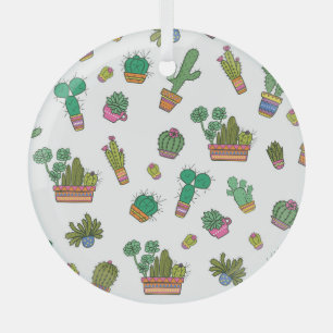 Vintages Kakteen: Nahtloses Musterdesign. Ornament Aus Glas