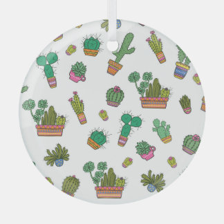 Vintages Kakteen: Nahtloses Musterdesign. Ornament Aus Glas