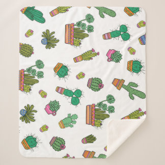 Vintages Kakteen: Nahtloses Musterdesign. Sherpadecke
