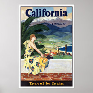 Vintages Kalifornien Sommerreise mit dem Zug Poster