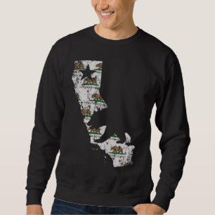 Vintages Kalifornien-Staats-Flaggen-Bärn-Muster Sweatshirt