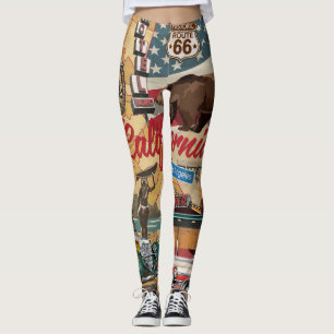 Vintages Kalifornien: Touristenattraktionen Karte. Leggings