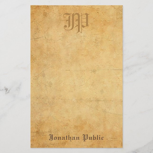 Vintages Kalligraphie-Monogramm-cooler alter Briefpapier (Vorderseite)