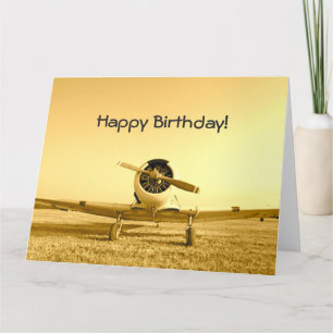 Vintages Kampfflugzeug Gelb Geburtstag Große Karte