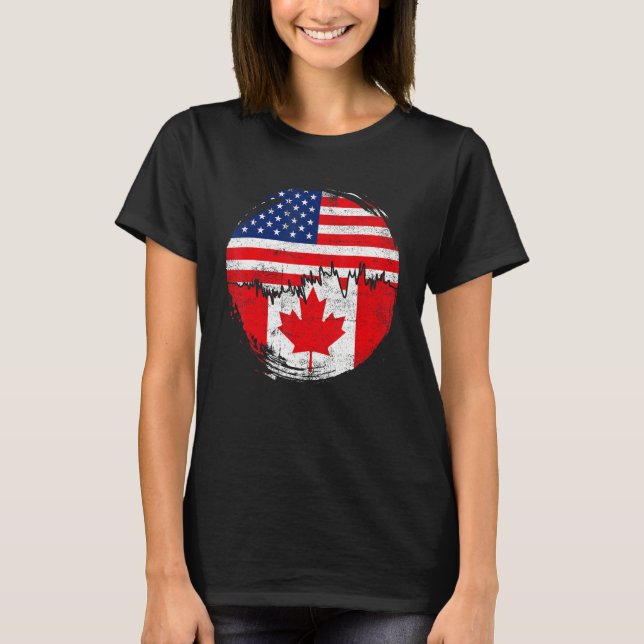 Vintages Kanada mit amerikanischen Flaggenstaaten  T-Shirt (Vorderseite)