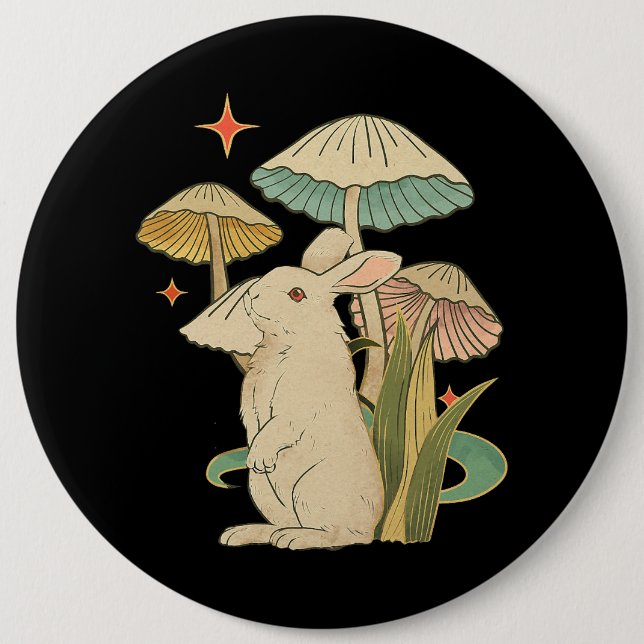 Vintages Kaninchen-Ästhetisches Kaninchen auf Mus Button (Vorderseite)