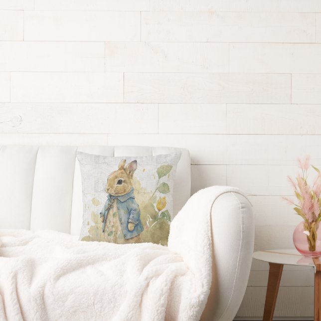 Vintages Kaninchen mit Blume Kissen (Liege)