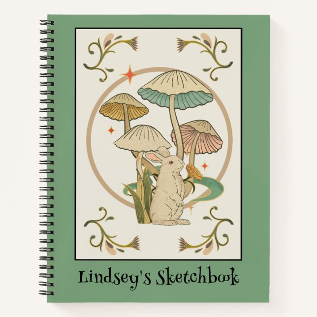 Vintages Kaninchen-Spiralskizze Notizbuch (Vorderseite)