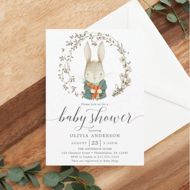 Vintages Kaninchengeschlecht - Neutrale Babydusche Einladung (Von Creator hochgeladen)