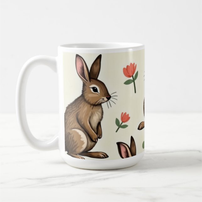 Vintages Kaninchenmuster Kaffeetasse (Links)