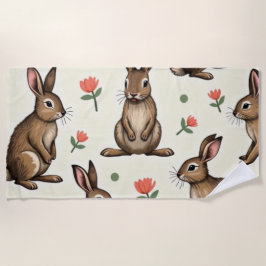 Vintages Kaninchenmuster Strandtuch