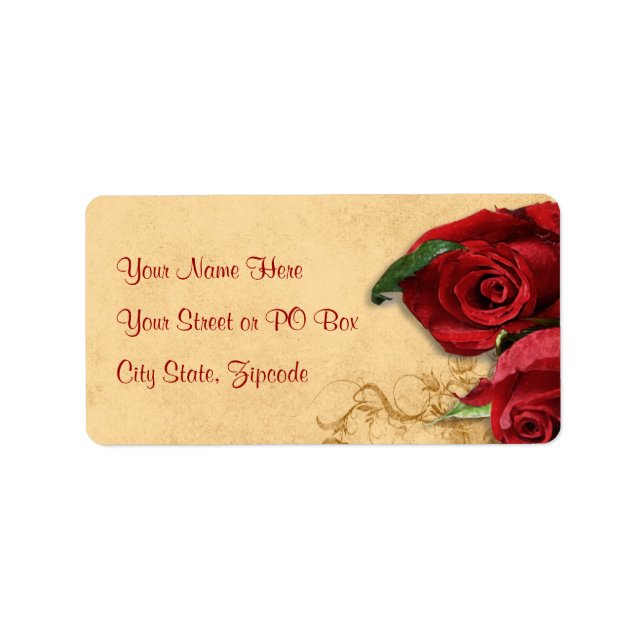 Vintages Karamellbraun und Rose Adressaufkleber (Vorne)
