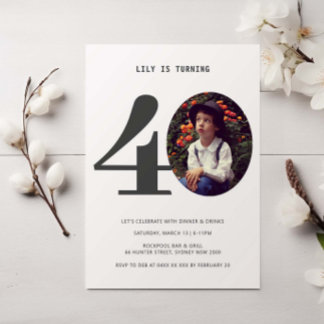 Vintages Kariertes 40. Geburtstag Foto Einladung