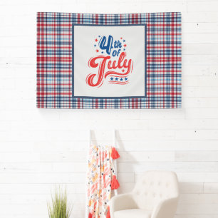 Vintages, kariertes, blaues Muster Banner