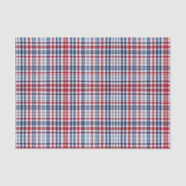 Vintages, kariertes, blaues Muster Seidenpapier (Vorderseite)