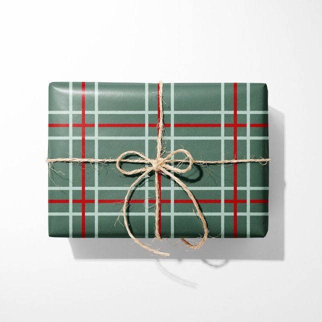 Vintages Kariertes Weihnachtswrapping Paper - Sage Geschenkpapier (Von Creator hochgeladen)