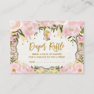 Vintages Karten-Windelraffle-Reise-Abenteuer-Baby Begleitkarte