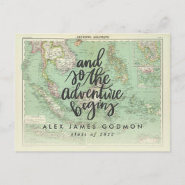 Vintages Kartenabenteuer beginnt einzigartiger Abs Einladungspostkarte