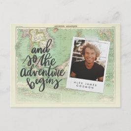 Vintages Kartenabenteuer beginnt einzigartiger Abs Einladungspostkarte