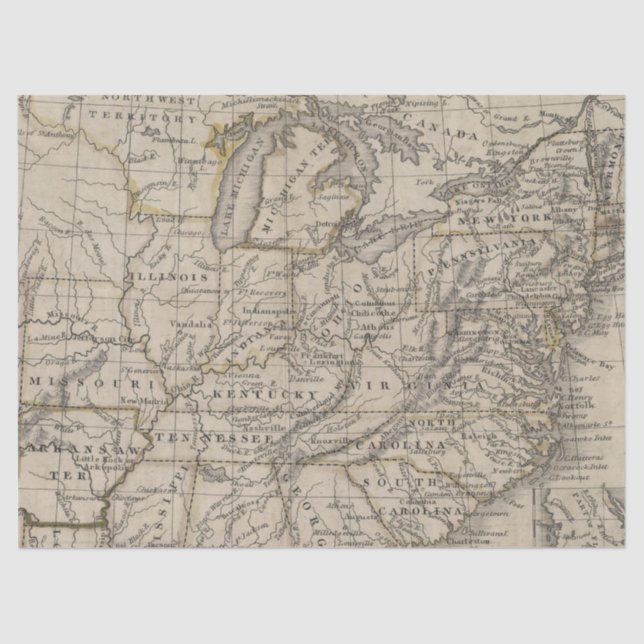 Vintages Kartendesign 9 Seidenpapier (Vorderseite)