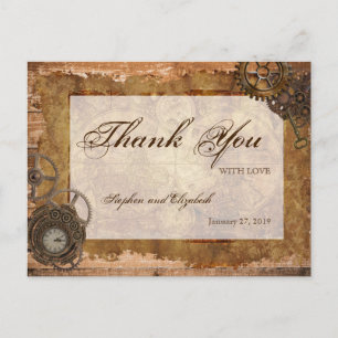 Vintages Kartenholz aus industriellem Steampunk Postkarte