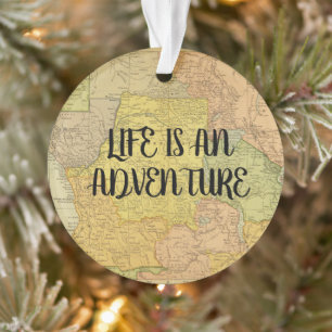 Vintages Kartenleben ist eine Adventure Quotes-Red Ornament