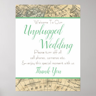 Vintages Kartenzeichen für Hochzeiten Poster