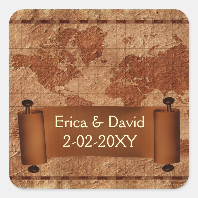 Vintages Kartografiezeichen Quadratischer Aufkleber (Vorderseite)