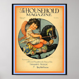 Vintages Karussell Merry-Go-Round Black Hobby Hors Poster