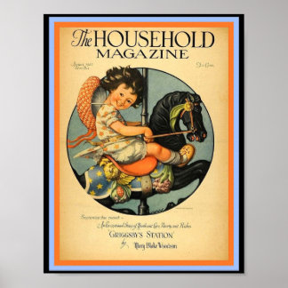 Vintages Karussell Merry-Go-Round Black Hobby Hors Poster