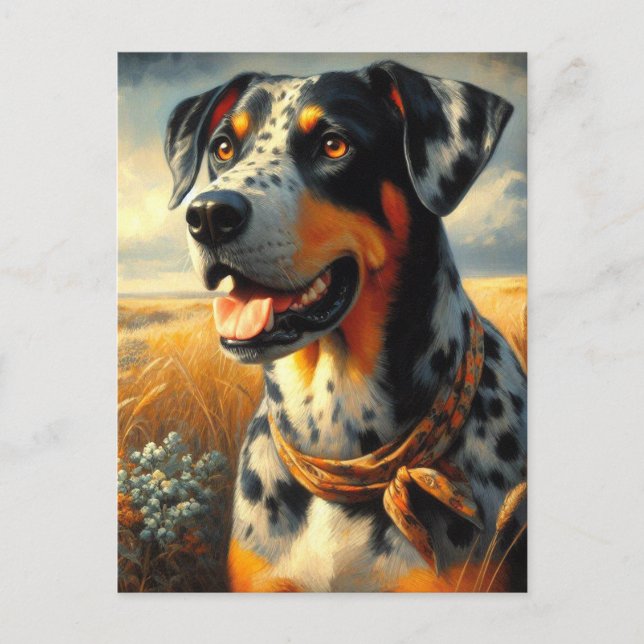 Vintages Katahoula Leopard Hundepainting Postkarte (Vorderseite)
