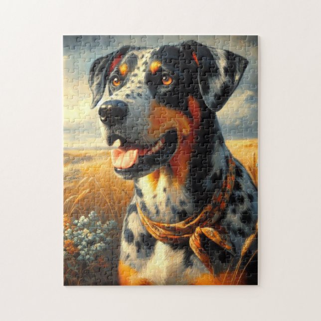 Vintages Katahoula Leopard Hundepainting Puzzle (Vertikal)