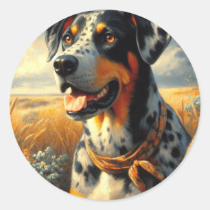 Vintages Katahoula Leopard Hundepainting Runder Aufkleber