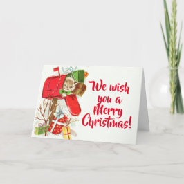 Vintages Kätzchen in einem Briefkasten-Weihnachten Feiertagskarte