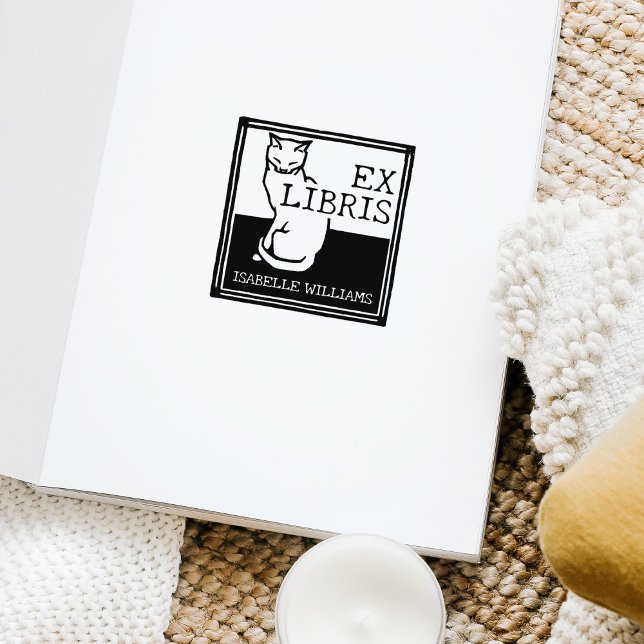 Vintages Katzen-benutzerdefiniertes Buch Ex Libris Gummistempel (Von Creator hochgeladen)