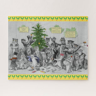 Vintages Katzen-WeihnachtsParty Louis Wain Puzzle