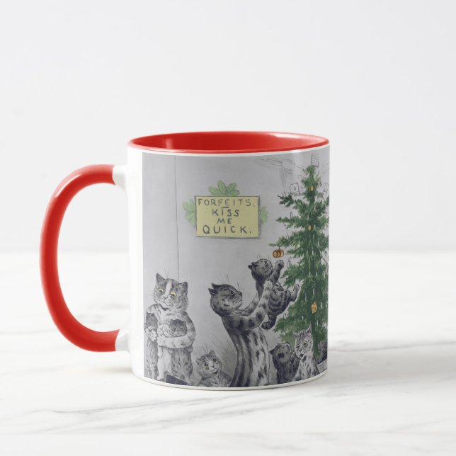 Vintages Katzen-WeihnachtsParty Louis Wain Tasse (Links)