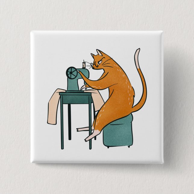 Vintages Katzennähen Button (Vorderseite)
