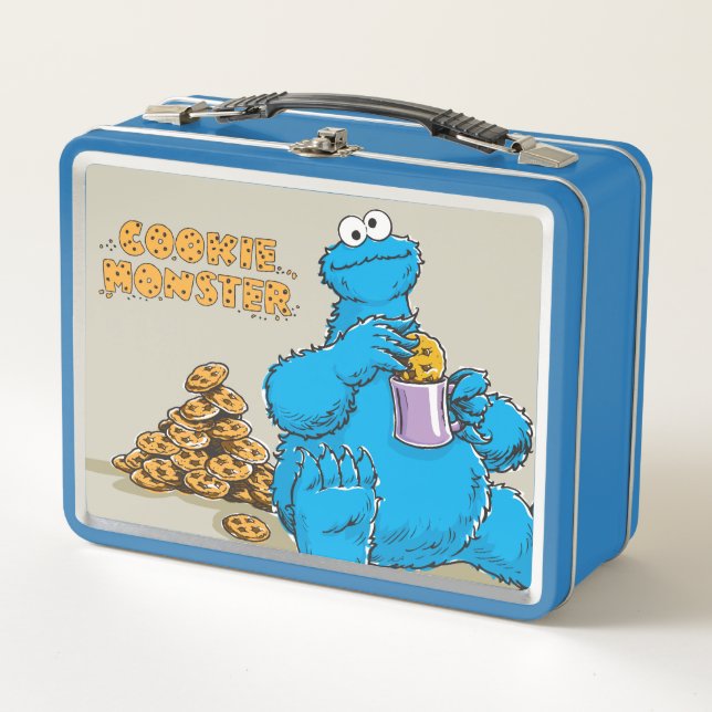 Vintages Keksmonster isst Cookies Metall Lunch Box (Vorderseite)