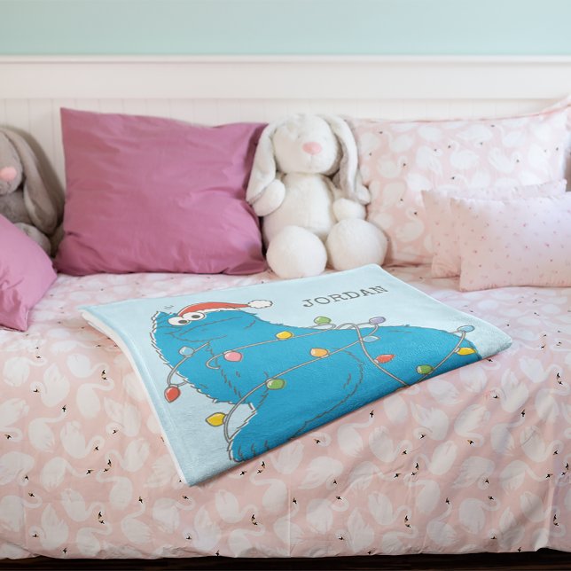 Vintages Keksmonster Weihnachtslicht Fleecedecke (Blanket folded in half)