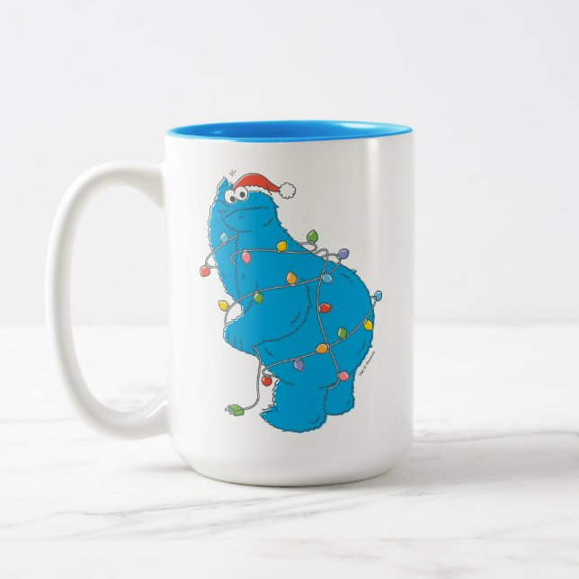 Vintages Keksmonster Weihnachtslicht Zweifarbige Tasse (Links)