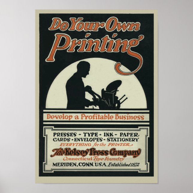 Vintages Kelsey-Poster "Do your own printing" Poster (Vorne)