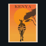 Vintages Kenia Afrika Zebra Travel Postkarte<br><div class="desc">Jeder würde Liebe haben,  diese Vintage Reise Postkarte mit einer Retro-Illustration eines Zebras in Kenia,  Afrika und Förderung des afrikanischen Tourismus zu erhalten!</div>