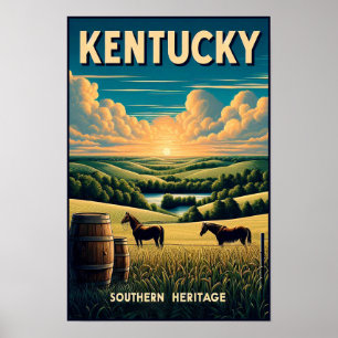 Vintages Kentucky Südliches Erbe Landschaft Poster