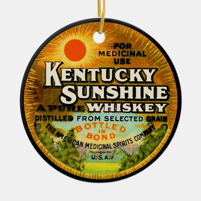 Vintages Kentucky Whiskey-Label Keramikornament (Vorne)